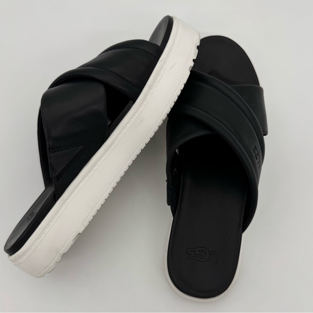 UGG Zayne Crossband Leather Platform Slide Sandals Women’s Size 9 - Picture 2 of 9
